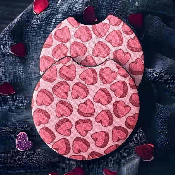 Pink Hearts Car Coaster 2 Pack | Car Accessories - Picture 3 of 10